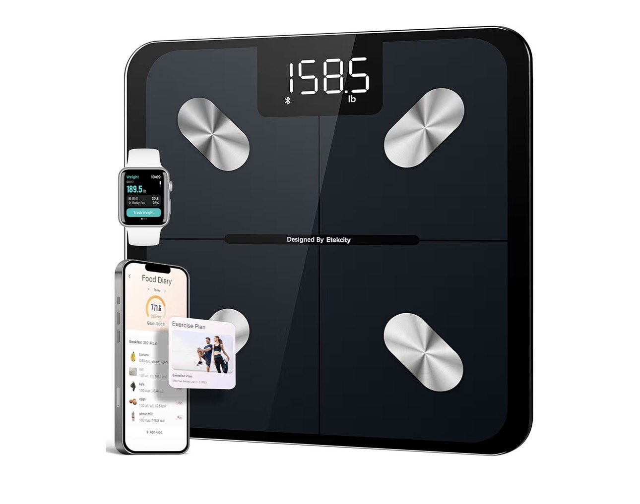 Báscula Inteligente Digital para Peso Corporal con Bluetooth y Medición de Composición Corporal